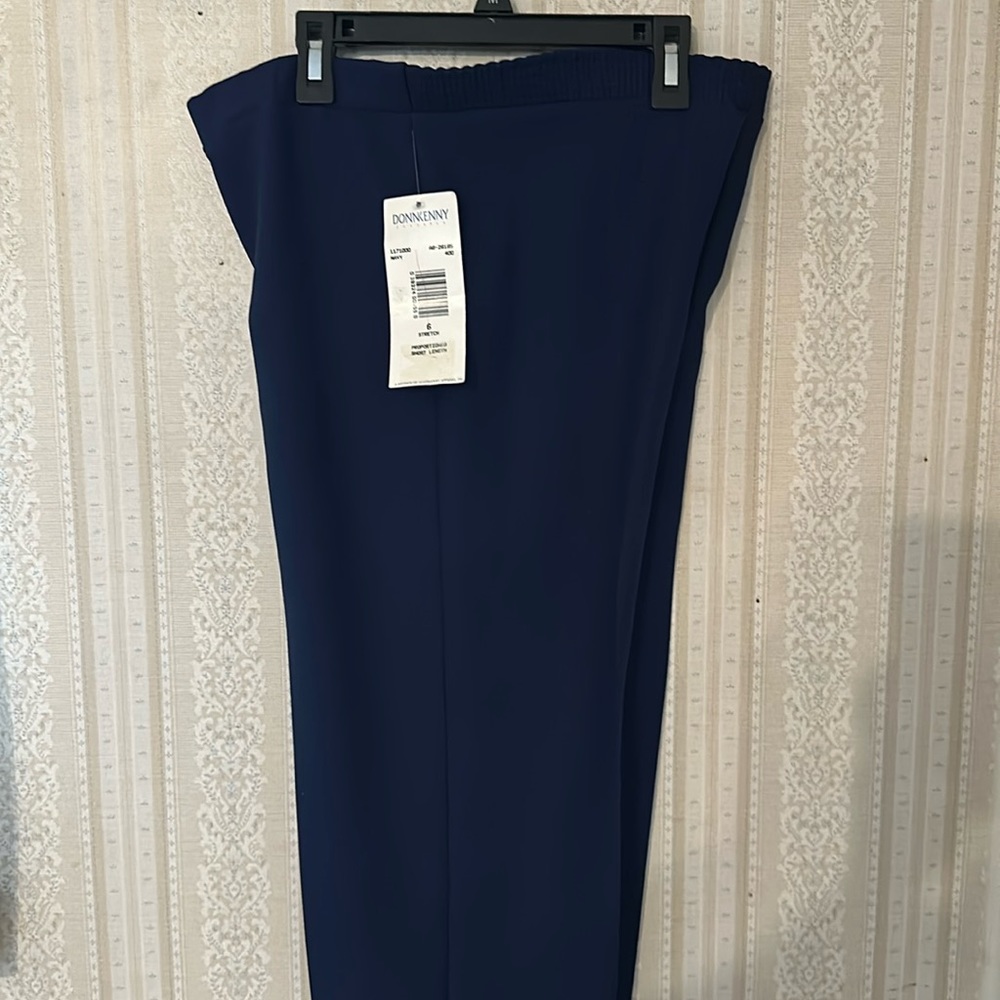 DonnKenny Pants Womens 6P Navy Blue Pull On Elastic Waist 100% Polyester